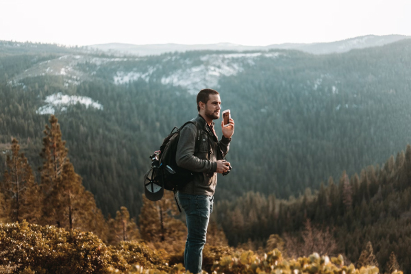 Hiker on Phone